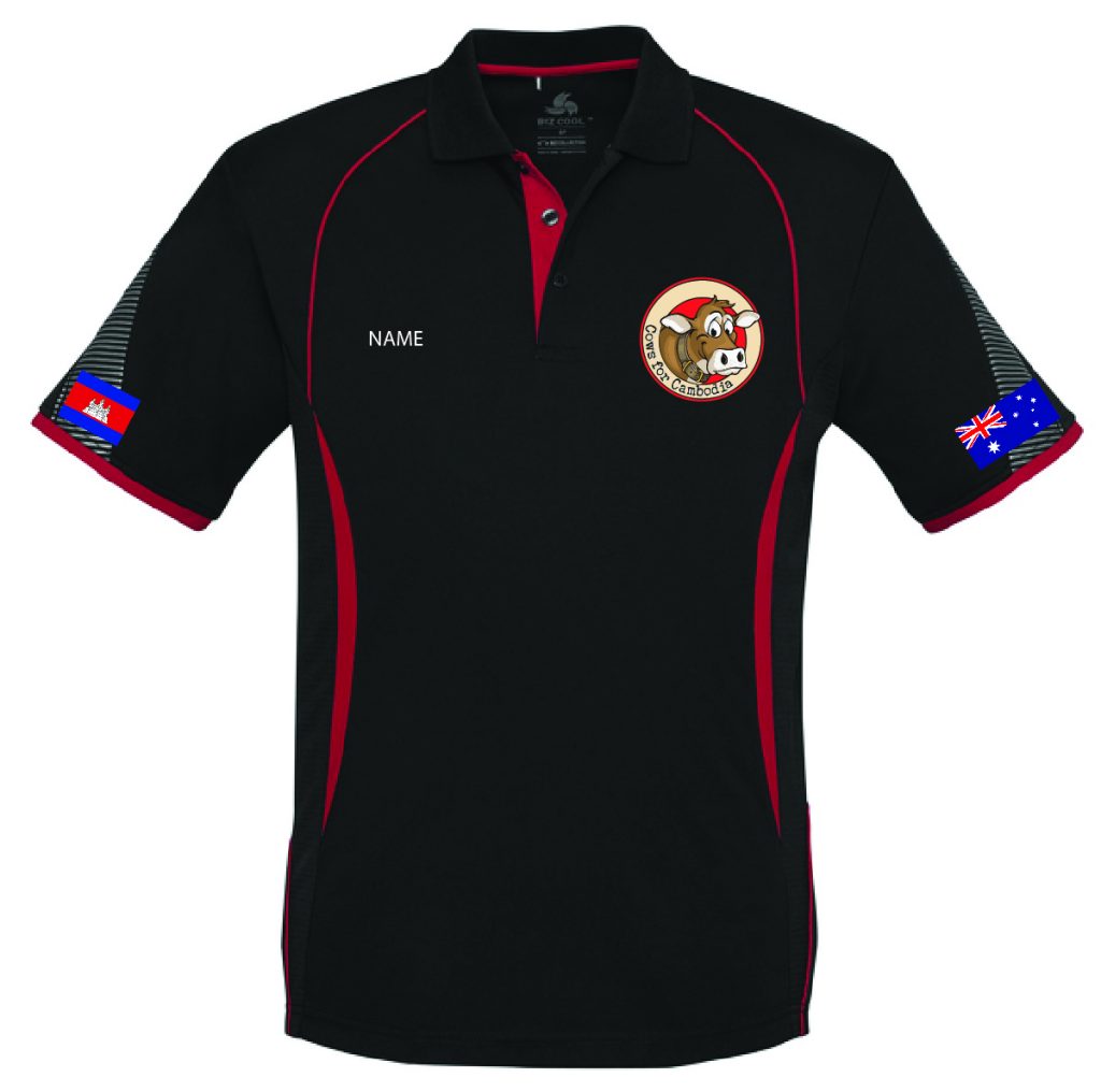 Custom Embroidery and Screen printing - Cows for Cambodia Polo top 2020