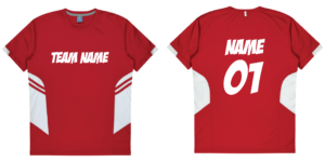 Red White Tasman Tee Front and back example