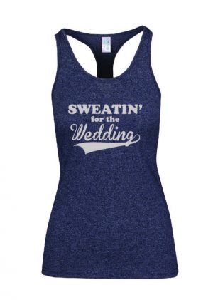 Sweating for Wedding Navy Heather top Silver Print