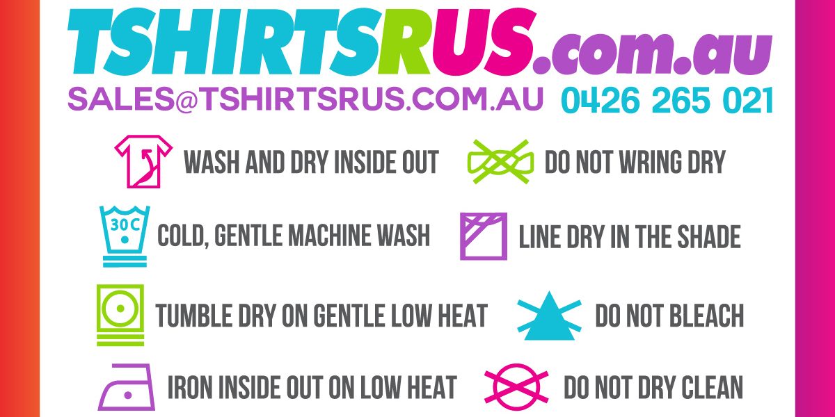 Vinyl Care instructions for garment - tshirtsrus.com.au