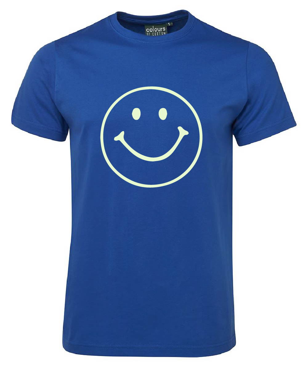 Glow in the Dark Smiley Tshirt - coloured tops! - tshirtsrus.com.au
