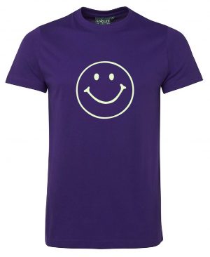 glow in the dark happy face Purple Tshirt